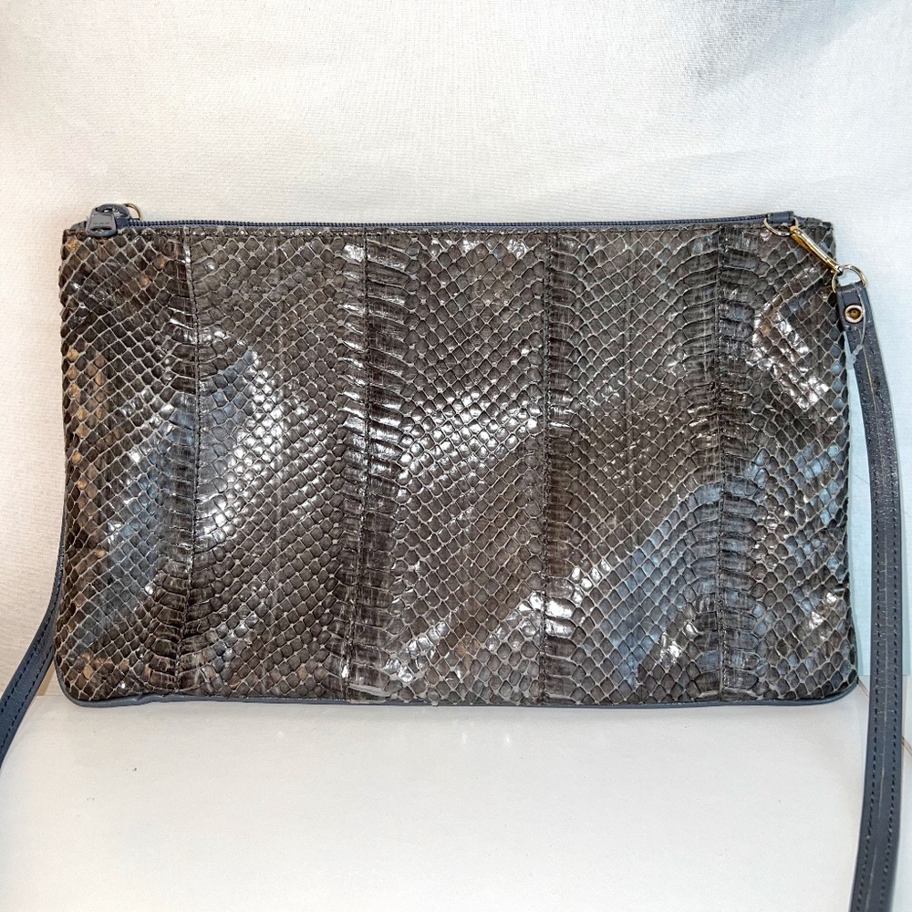 Genuine Vintage Convertible Snakeskin/Leather Pouch/Clutch/Crossbody Bag 80% OFF